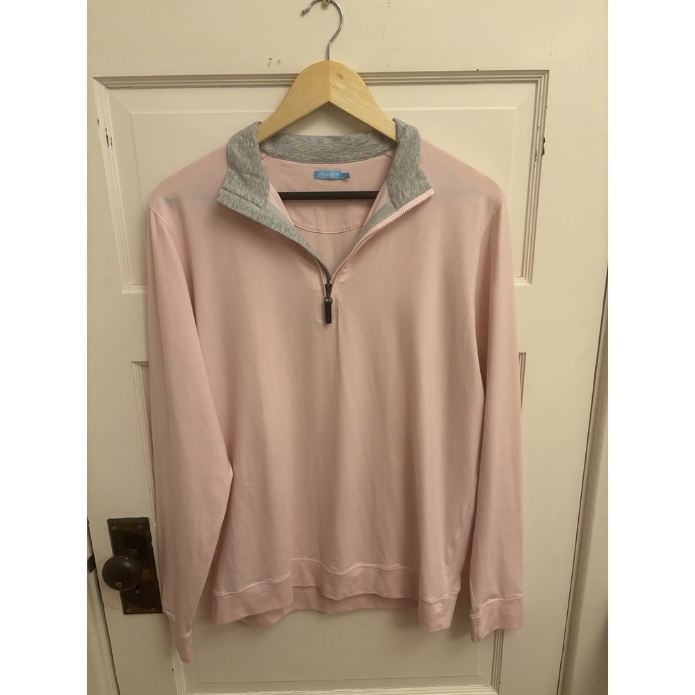 J. McLaughlin‎ Men's Pink 1/4 Zip Pima Cotton Pullover Size Medium